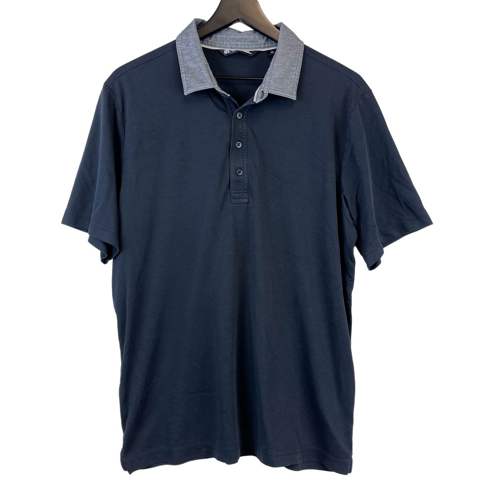 Travis Mathew Mens Size L Golf Polo Shirt Black Gray